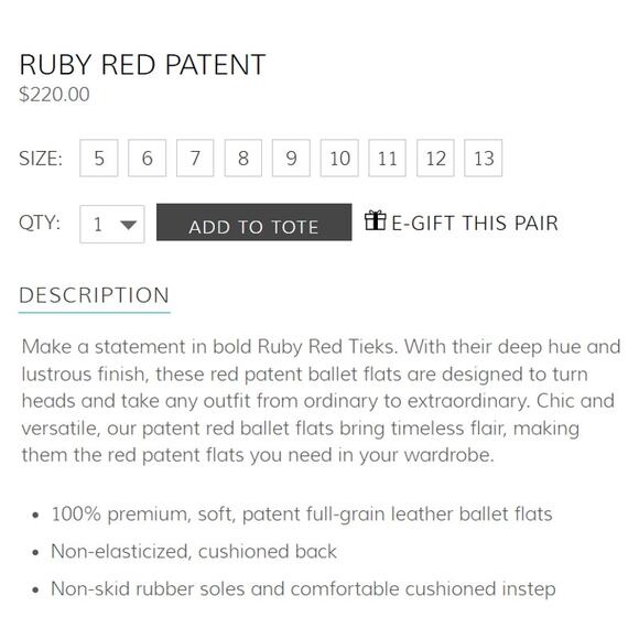 Tieks by Gavrieli RUBY RED PATENT 100% Leather Ballet Flats Shoes Size 7 $220 - Picture 12 of 14